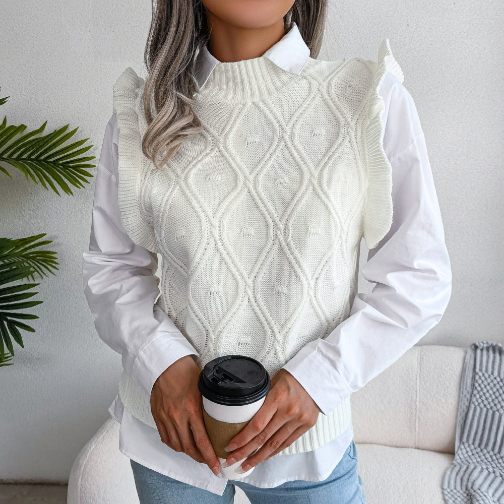 Ruffle Trim Sweater Vest