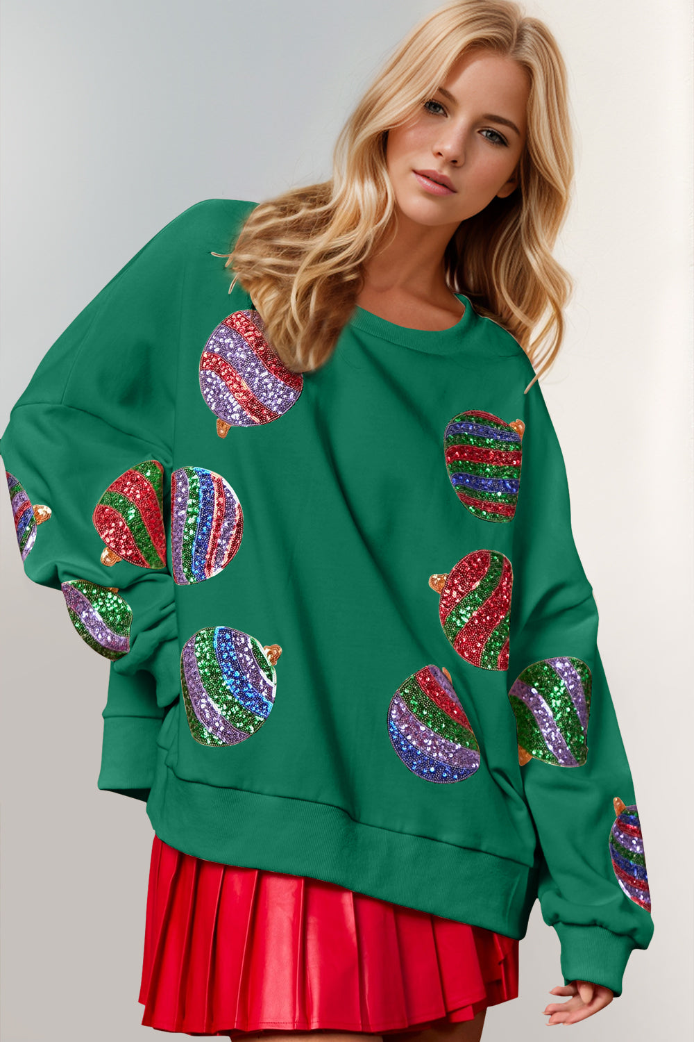 Sequin Christmas Ornaments Sweatshirt