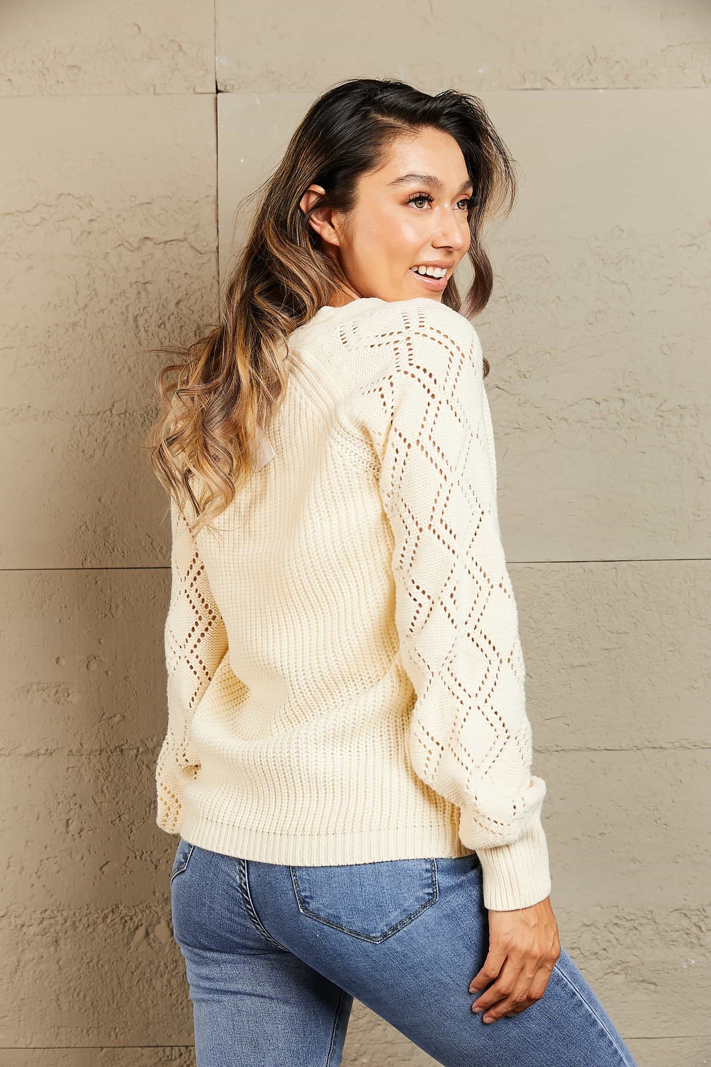 Button Front Rib Knit Cardigan