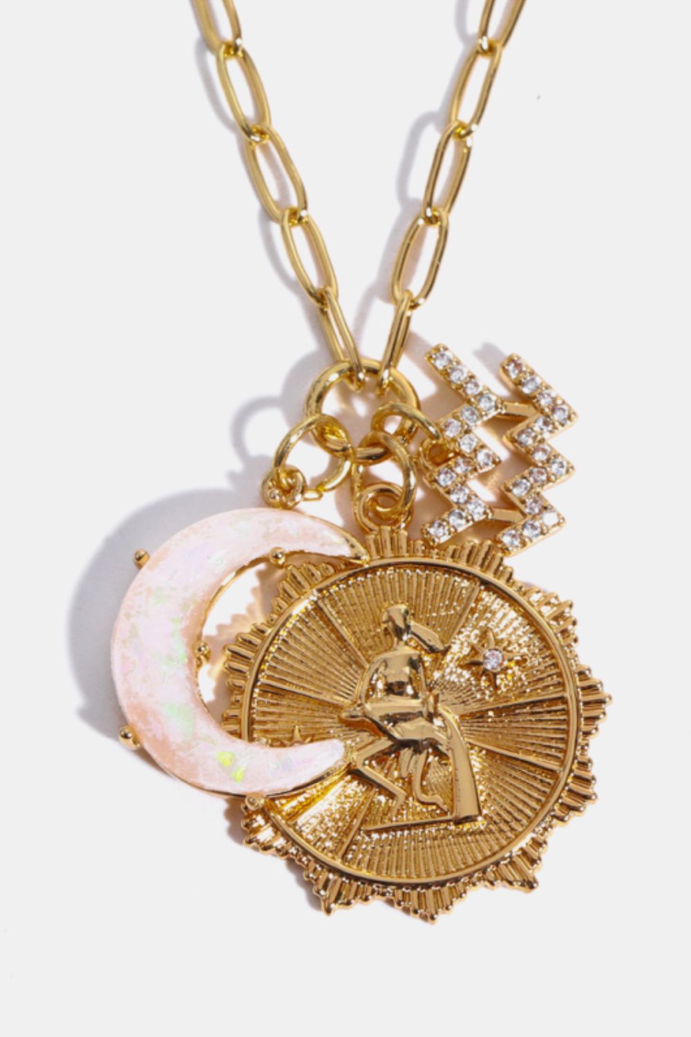 Copper Rhinestone Astrology Moon Charm NecklaceNecklaceBeach Rose Co.