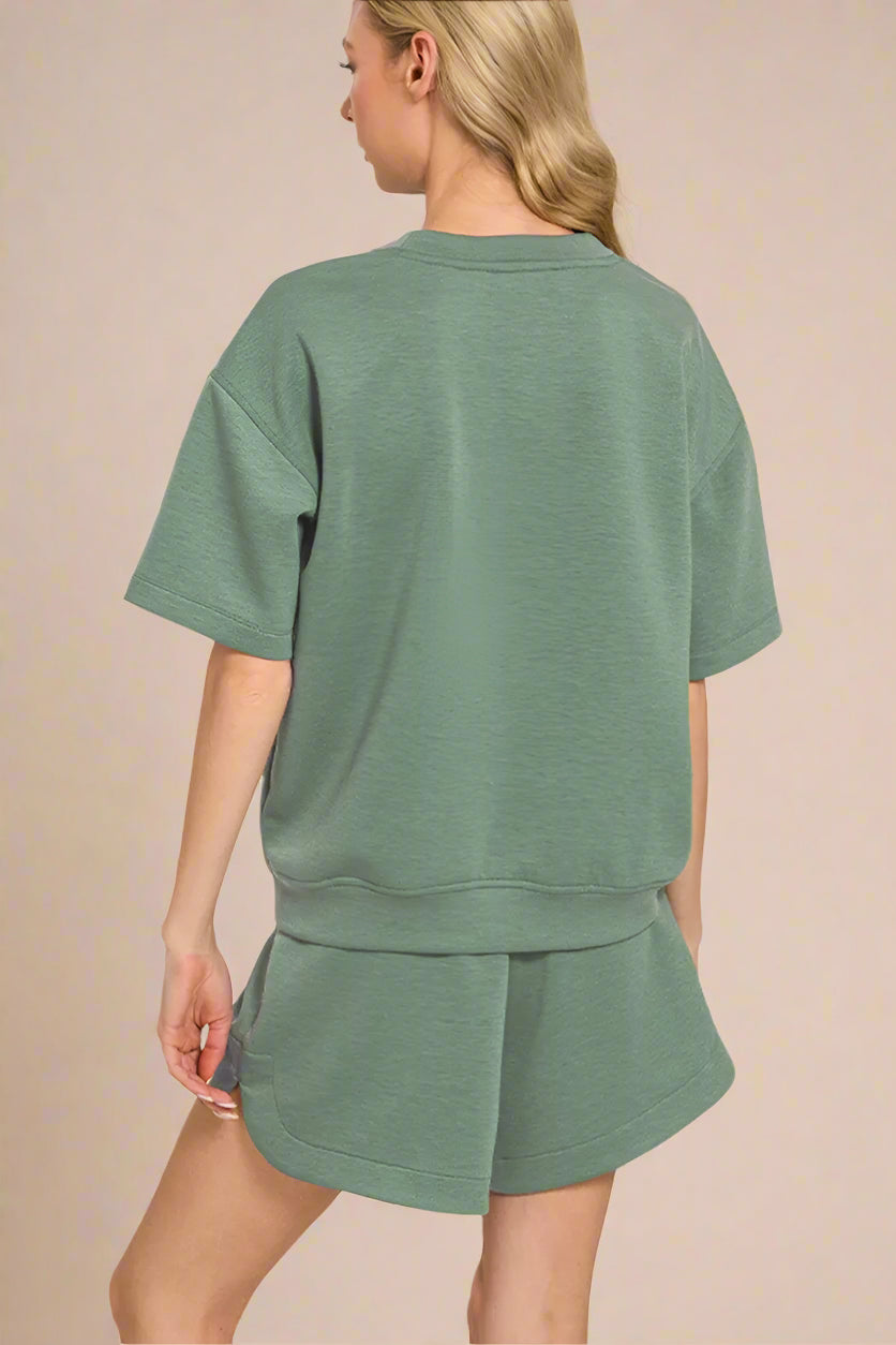Dusty Sage Short Sleeve Top & Shorts Set