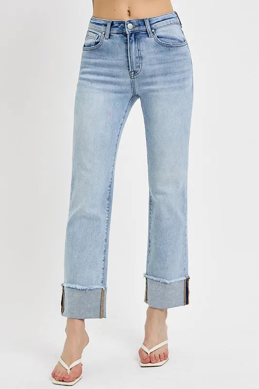 Light blue jeans with a white background