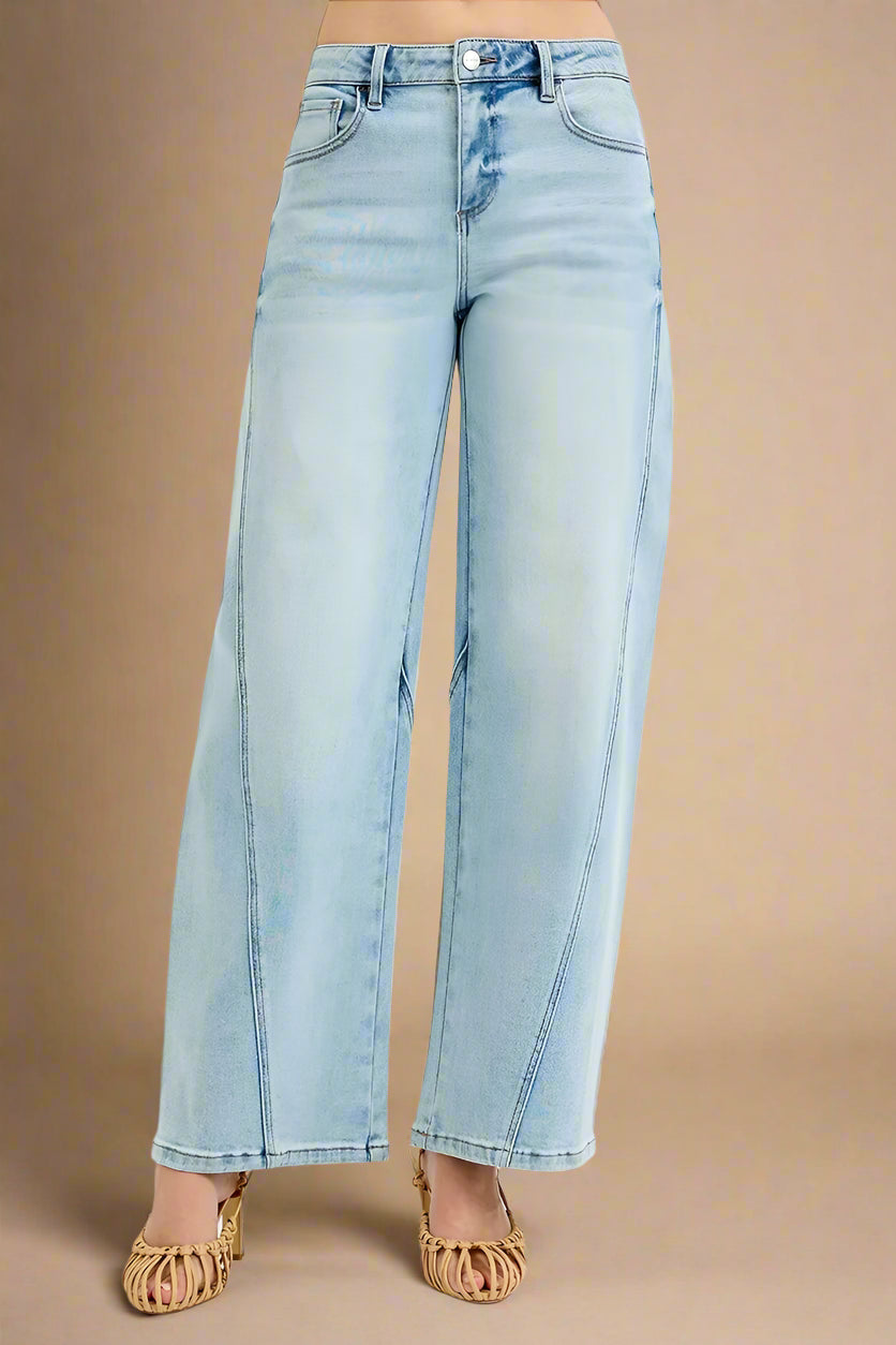 Light blue jeans on a white background