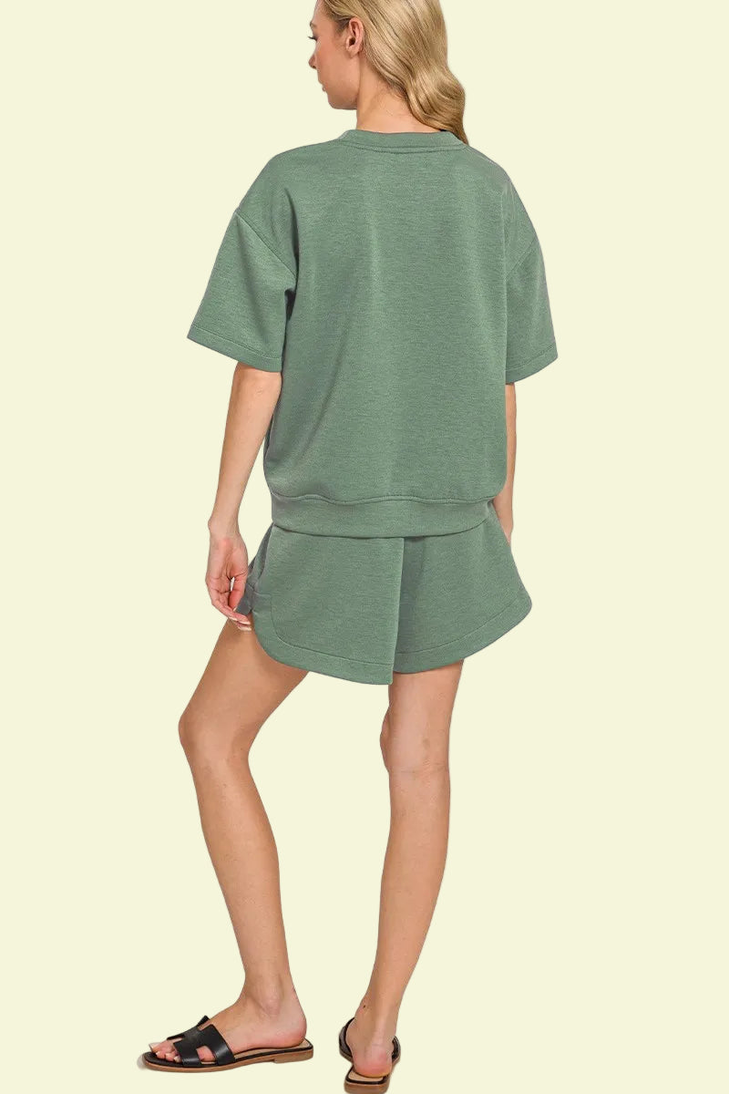 Dusty Sage Short Sleeve Top & Shorts Set