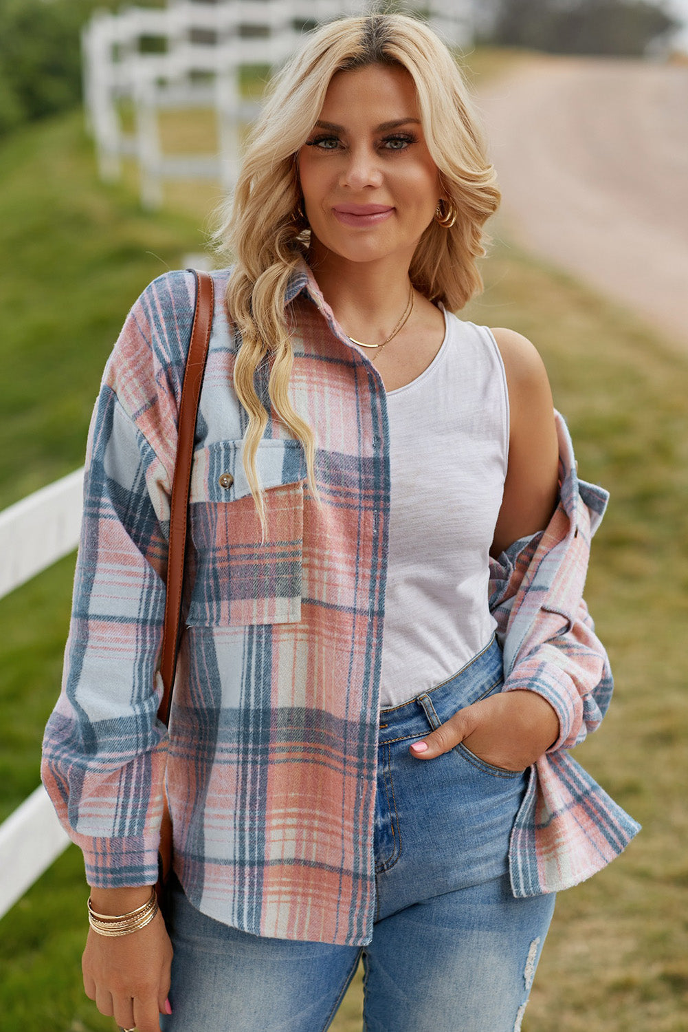 Plaid Button Front Shacket