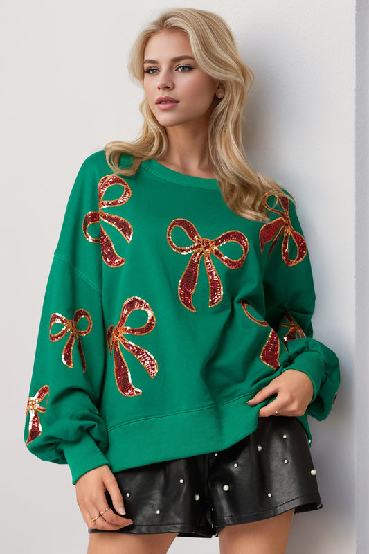 Sequin Christmas Bow Sweatshirt