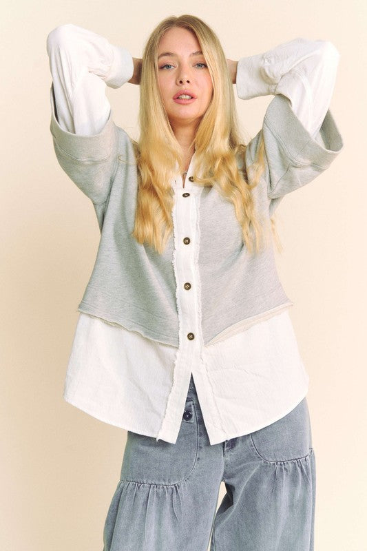 Heather Gray Layered Look French Terry Shirt