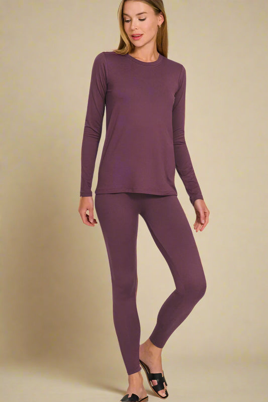 Plum Long Sleeve Top & Leggings Set