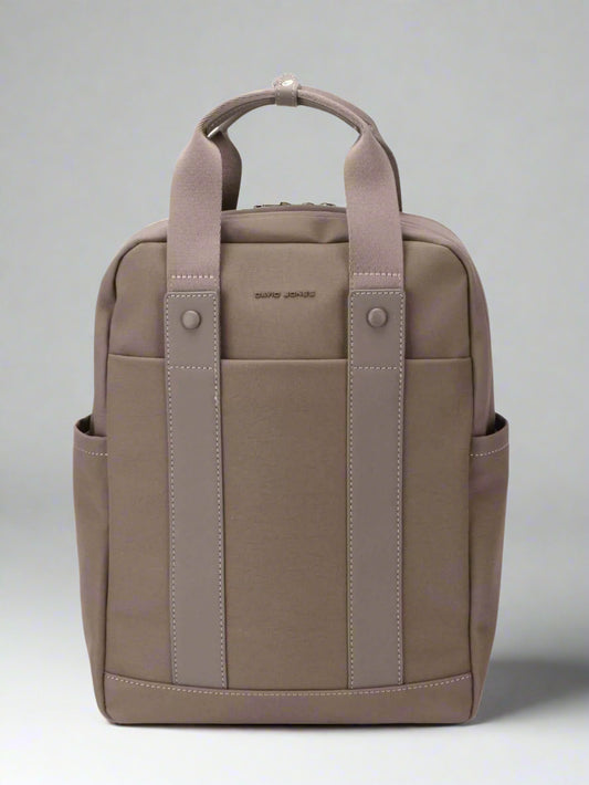 Brown backpack with straps on a white background