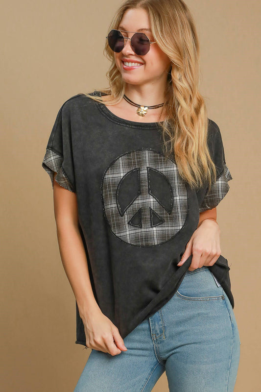 Black Peace Applique French Terry Top