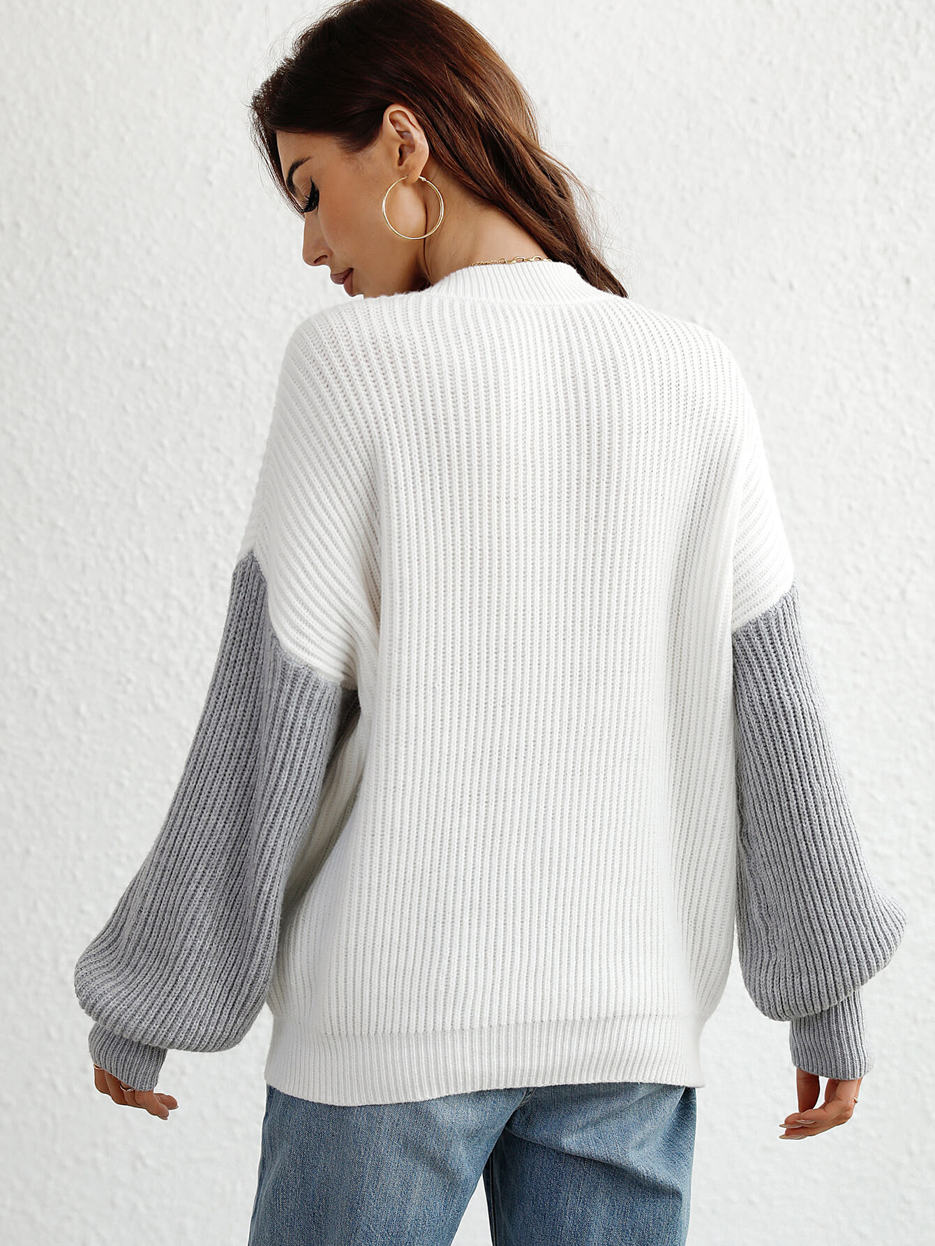 Two-Tone Long Sleeve Sweater