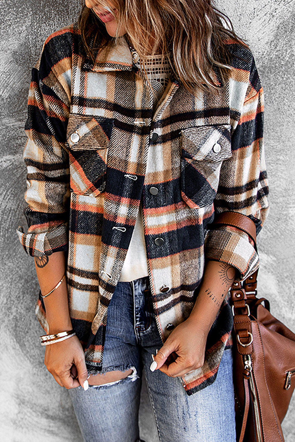 Plaid Button Front Flannel Shacket