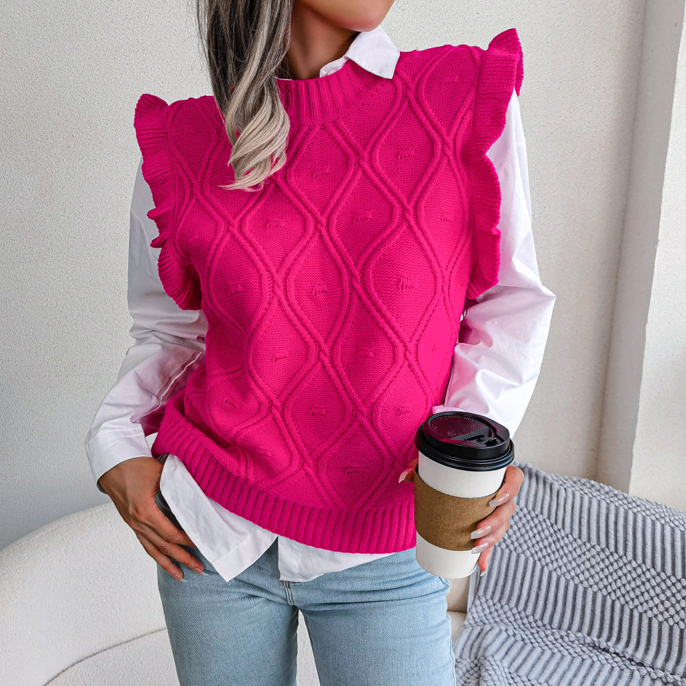 Ruffle Trim Sweater Vest