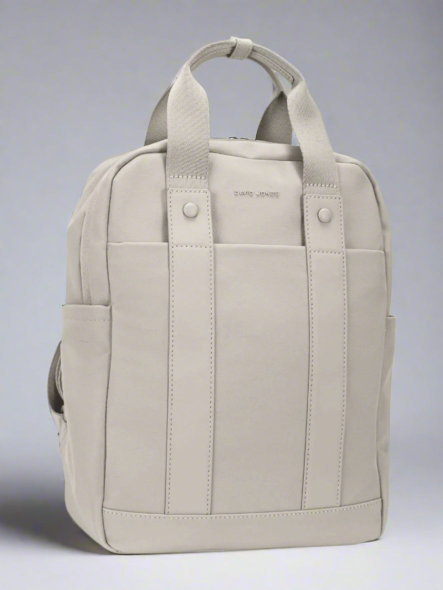 Light gray backpack on a white background