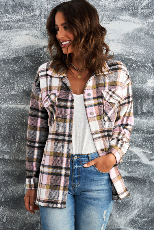 Plaid Button Front Flannel Shacket