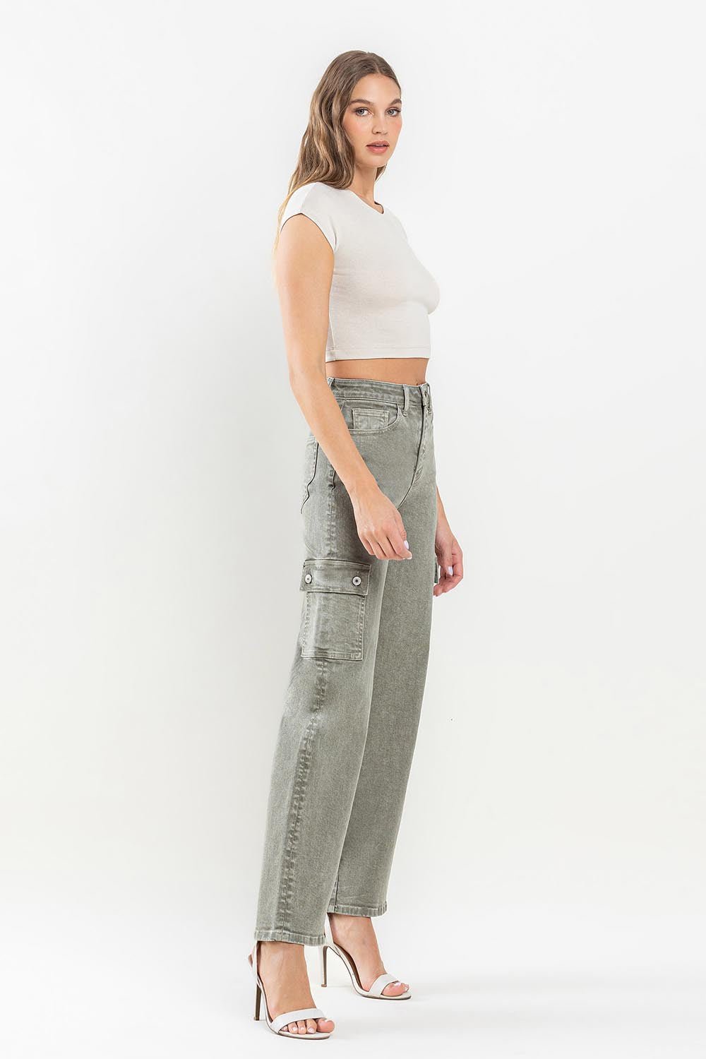 90's Super High Rise Cargo Jeans in VetiverJeansVervet by Flying Monkey