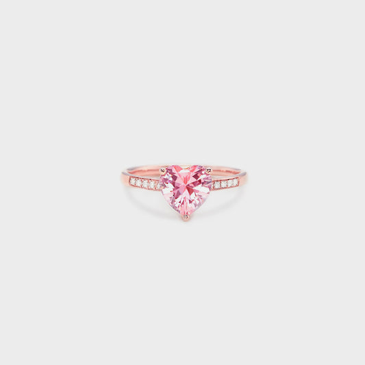 Rose Gold Pink Zircon Heart Ring