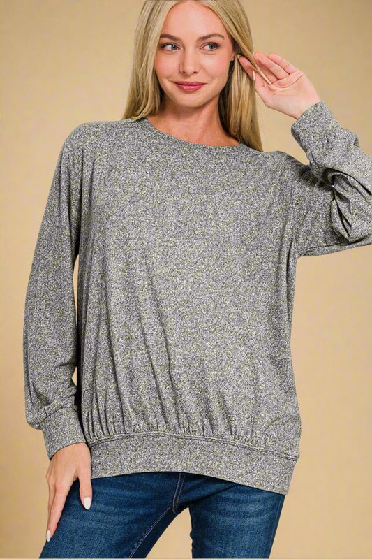 Black Gray Long Sleeve Top