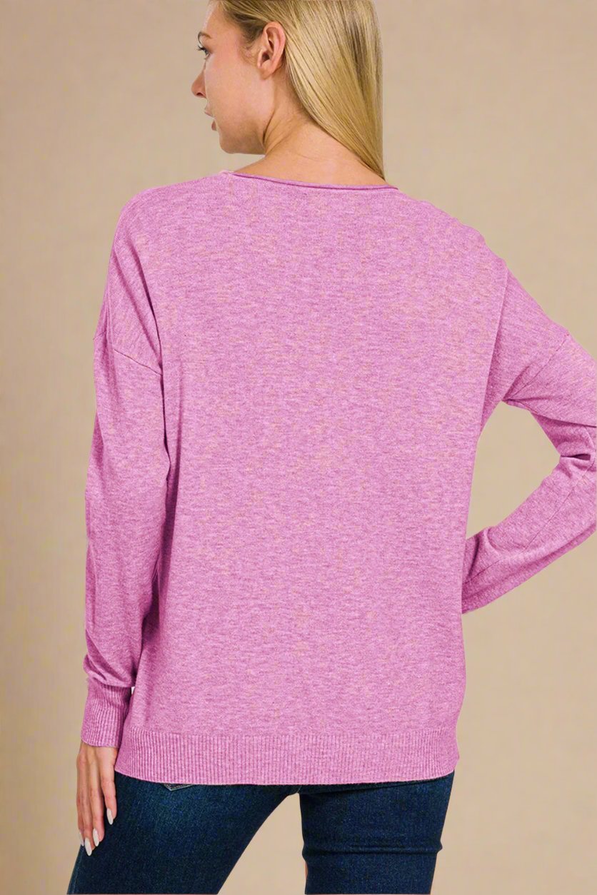 Front Seam Sweater in Moonlit Mauve