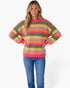 Pink & Multicolor Striped Knit Sweater