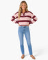 Pink & Burgundy Striped Polo Sweater