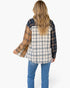Cream, Camel & Navy Patchwork Plaid Shacket