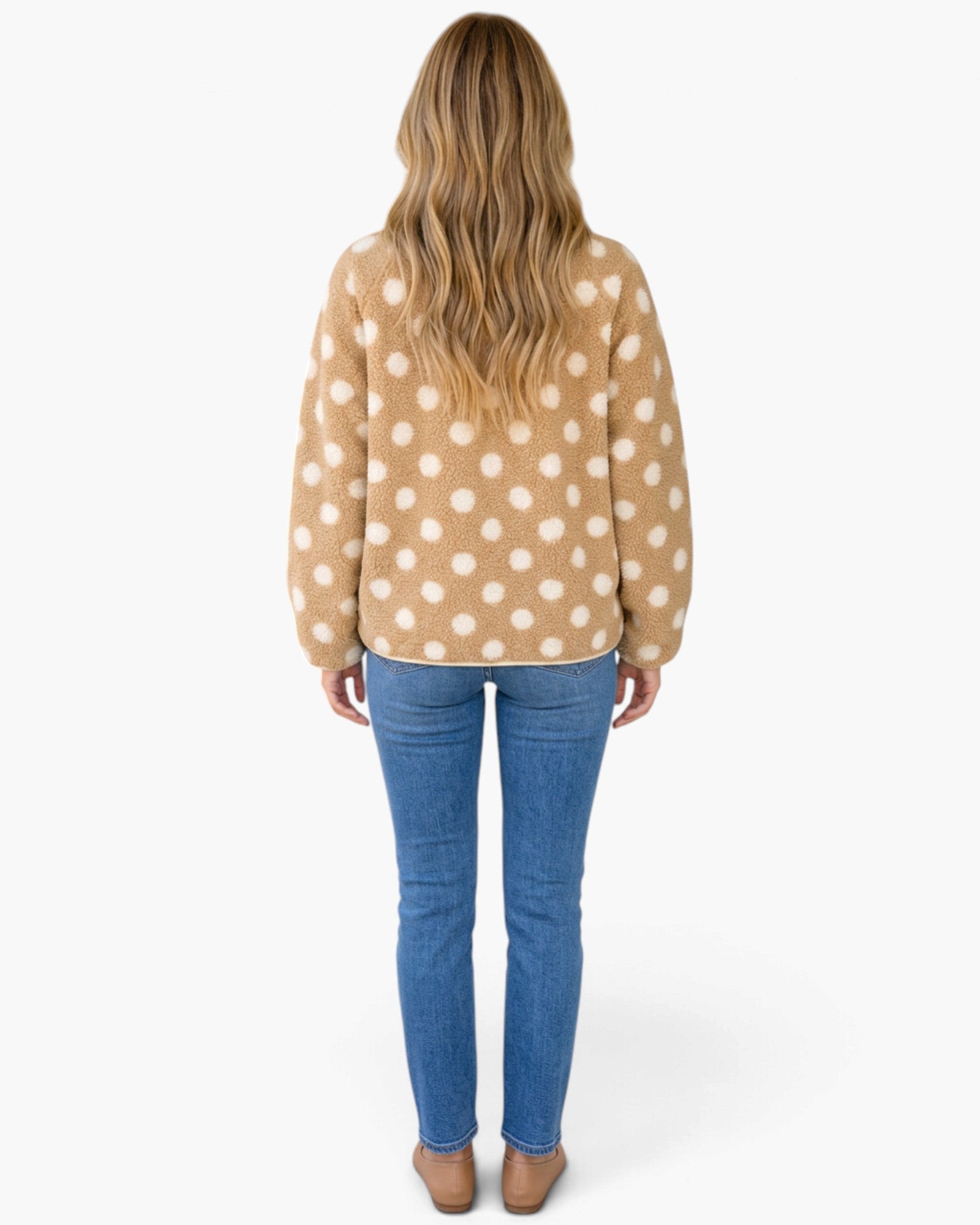 Camel & Ivory Polka Dot Sherpa Jacket