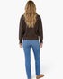 Chocolate Brown Gingham Ruffle & Jeweled Button Cardigan