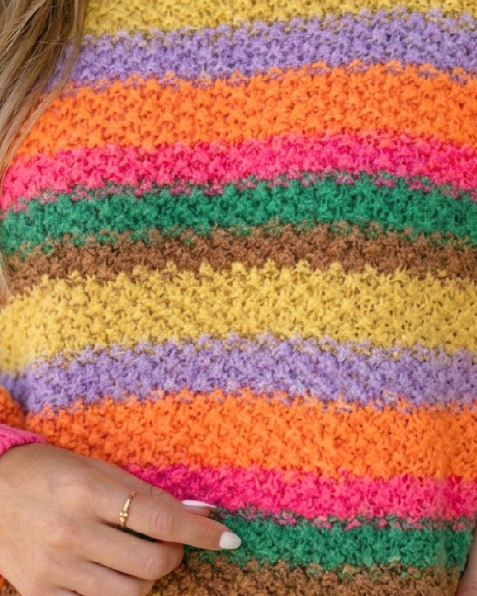 Pink & Multicolor Striped Knit Sweater