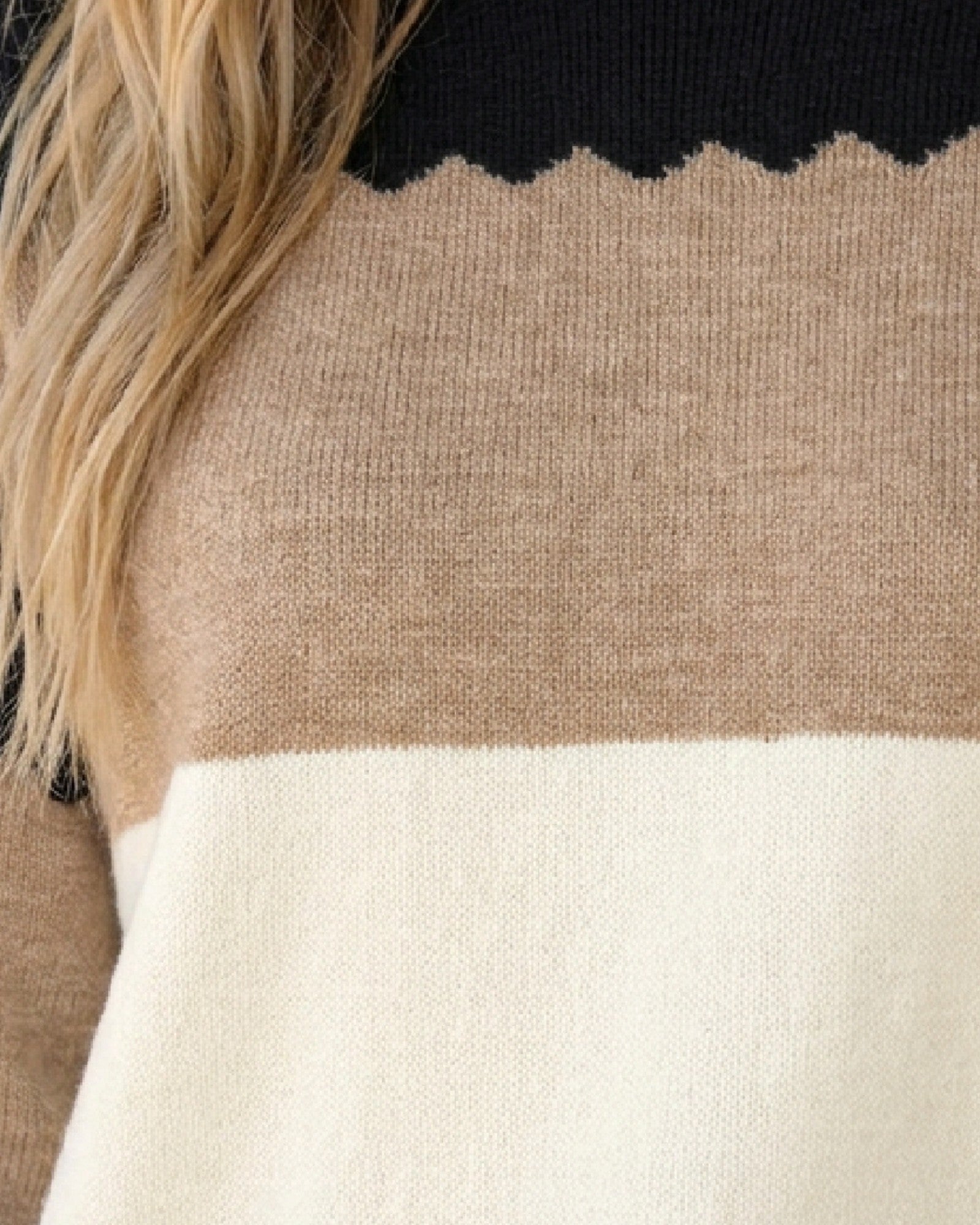 Black, Taupe & Ivory Color Block Sweater