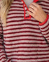 Red & Cream Striped Fleece Pullover