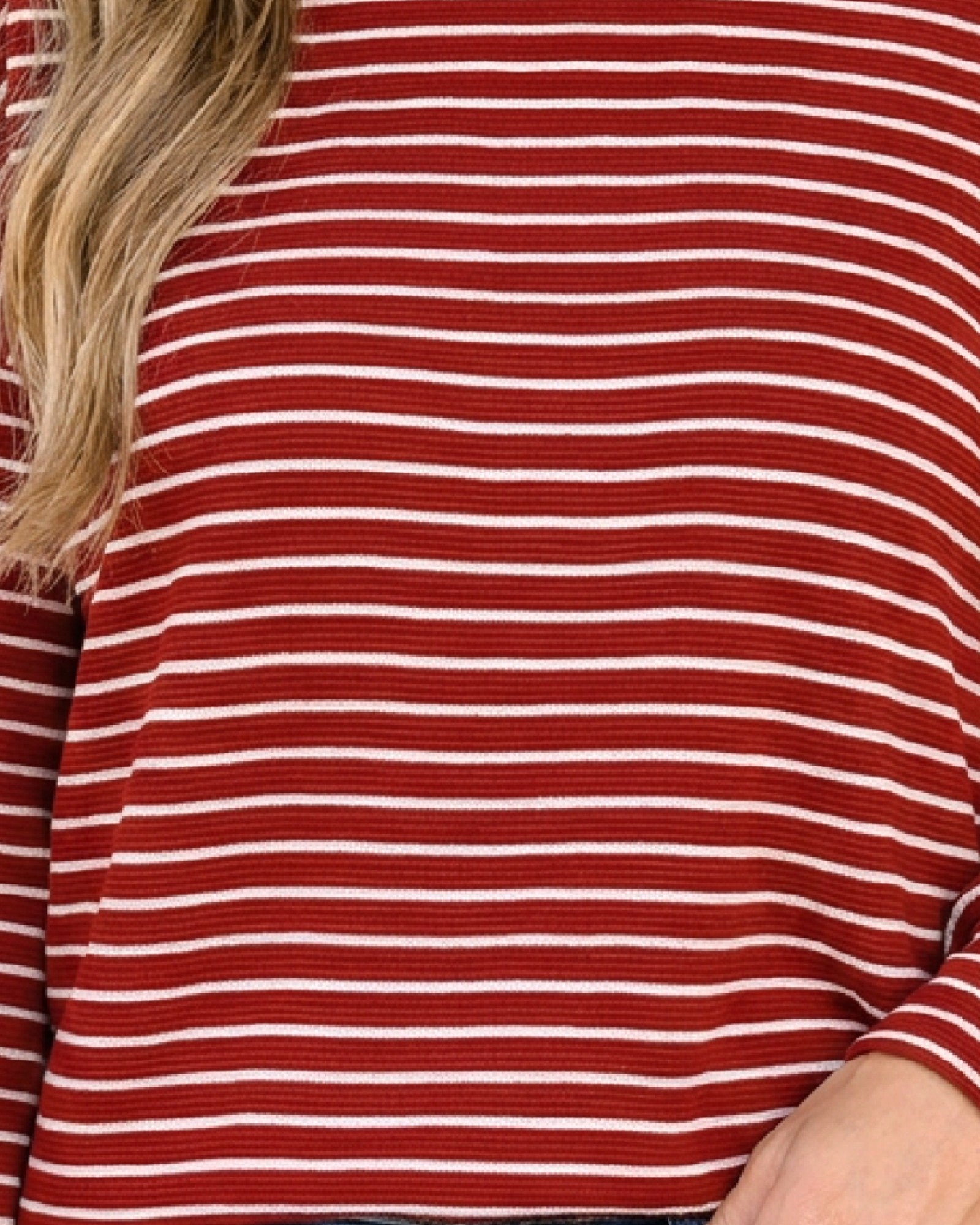 Red & Ivory Striped Long-Sleeve Top