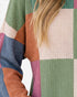 Olive & Multicolor Color Block Waffle Knit Top