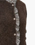 Chocolate Brown Gingham Ruffle & Jeweled Button Cardigan