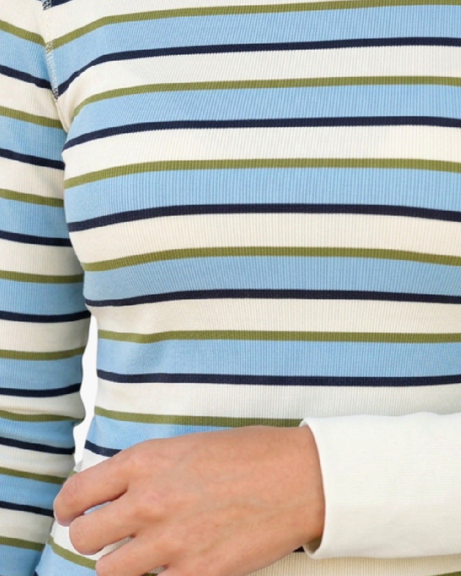 Light Blue & Cream Striped Long Sleeve Top