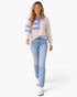 Pink & Blue Stripe & Polka Dot Collared Top