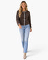 Chocolate Brown Gingham Ruffle & Jeweled Button Cardigan
