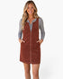 Rust Zip-Front Corduroy Pinafore Mini Dress