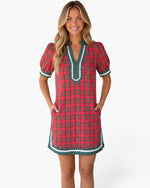Red & Green Plaid Scallop-Trim Mini Dress