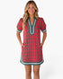 Red & Green Plaid Scallop-Trim Mini Dress