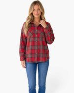 Red & Green Plaid Button-Up Shacket