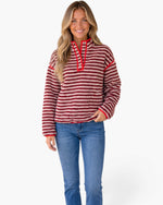Red & Cream Striped Fleece Pullover