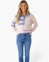 Pink & Blue Stripe & Polka Dot Collared Top