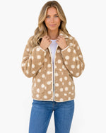 Camel & Ivory Polka Dot Sherpa Jacket