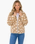 Camel & Ivory Polka Dot Sherpa Jacket