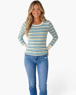 Light Blue & Cream Striped Long Sleeve Top