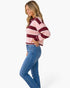 Pink & Burgundy Striped Polo Sweater