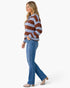 Rust & Light Blue Striped Henley Sweater