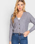 Cardigan en tricot boutonné à manches longues et col en V en gris