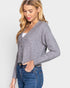 Cardigan en tricot boutonné à manches longues et col en V en gris